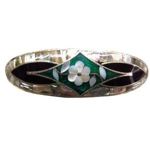 Vintage Mother of Pearl Cloisonne Barrette